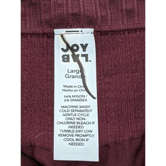 JoyLab High Rise Ribbed Seamless Leggings Womens L Burgundy Port Royal New - Picture 5 of 8